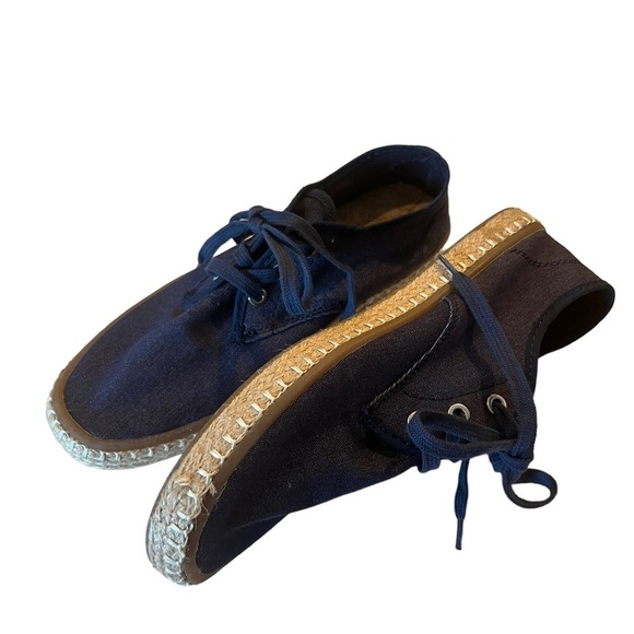 Sun Stone Zane Navy Denim Espadrille Sneaker Mens 8M W 9 Lace Up Beach Casual - Picture 8 of 13